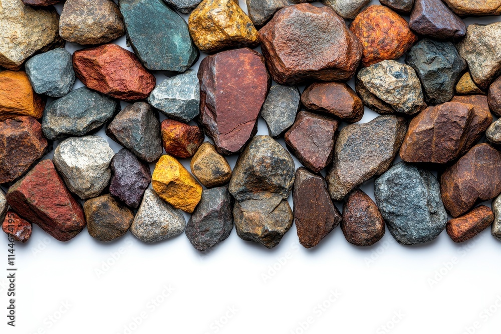 Group of Metallic Ores on White Background Group of Metallic Ores on White Background