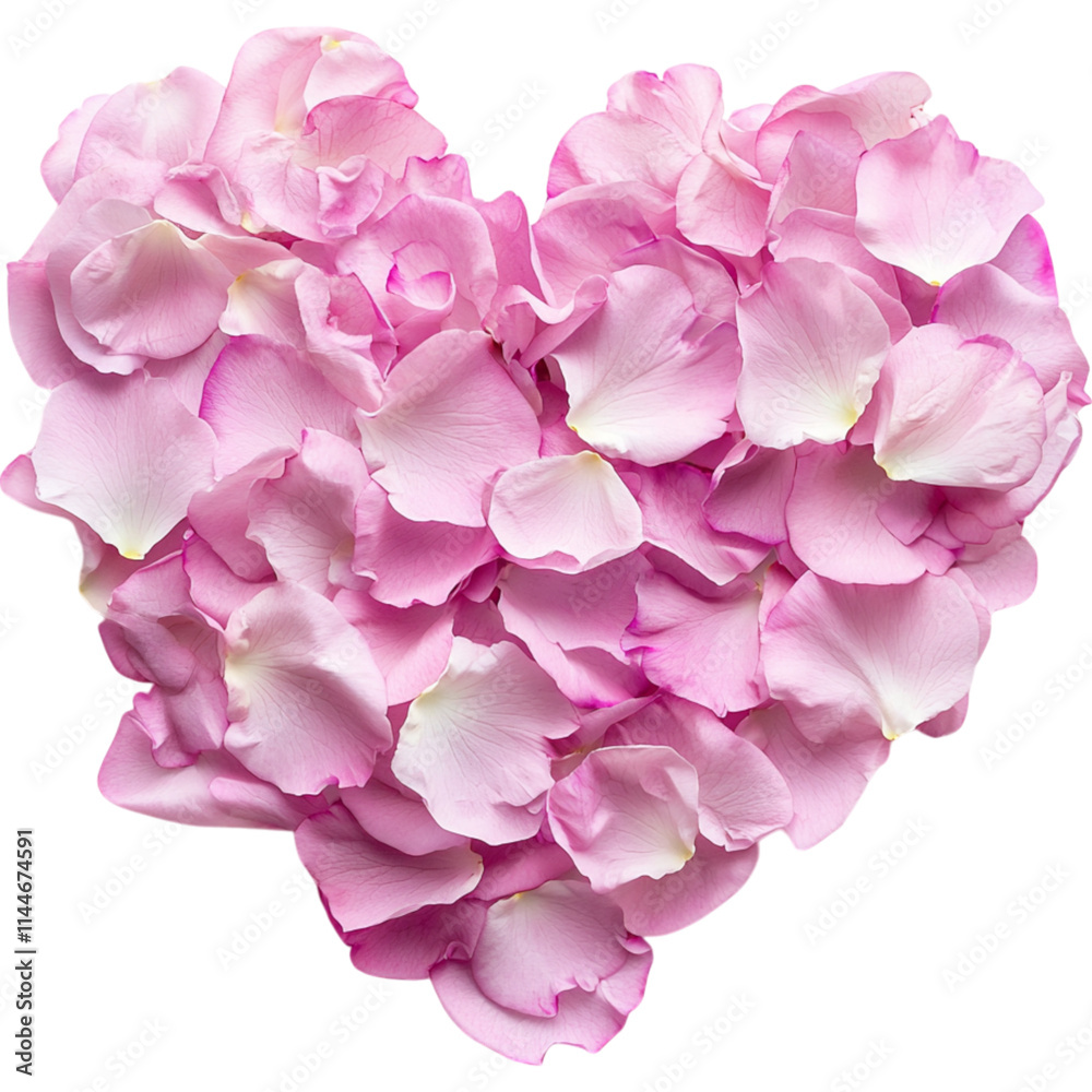 Heart shape made of pink rose petals, symbolizing love and romance Heart shape made of pink rose petals, symbolizing love and romance