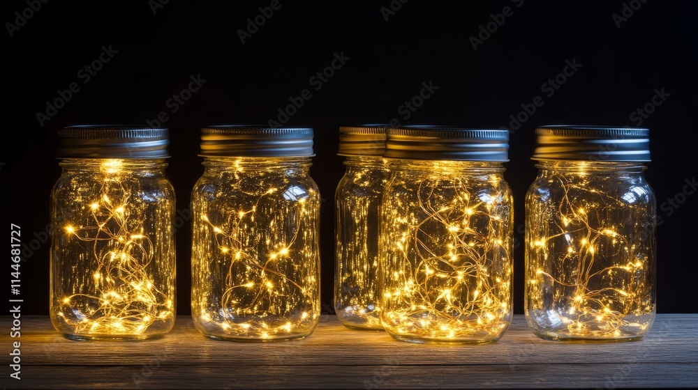 Fairy Lights. Twinkling fairy lights in jars or containers. Copy Space Fairy Lights. Twinkling fairy lights in jars or containers. Copy Space