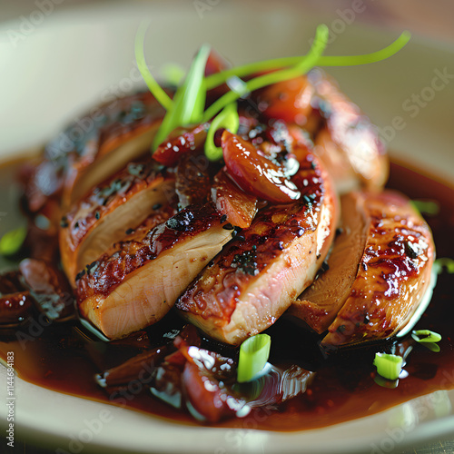 Juicy Honey-Glazed Chicken with Garnish photo