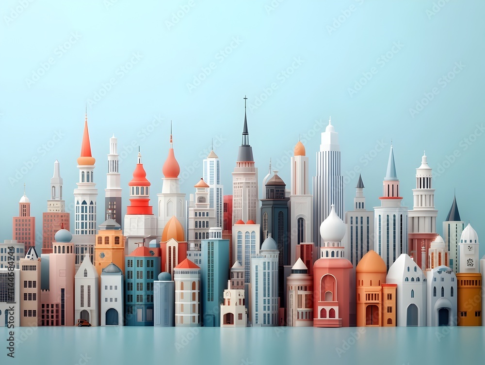 Fototapeta premium Visualizing the prevalence of architectural diversity in a metropolitan landscape