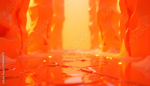 Abstract Orange Cave with Reflective Surface photo