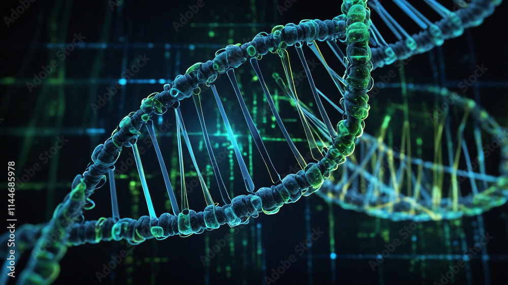 An intricate and captivating close-up of a DNA helix An intricate and captivating close-up of a DNA helix