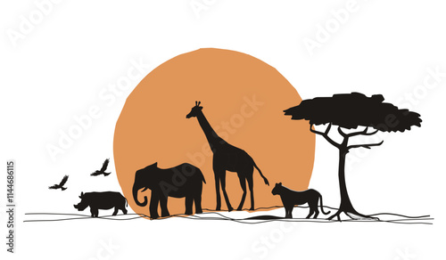 World Wildlife Day Silhouette Vector Illustration
