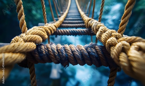 A series of ropes forming a bridge between two points photo