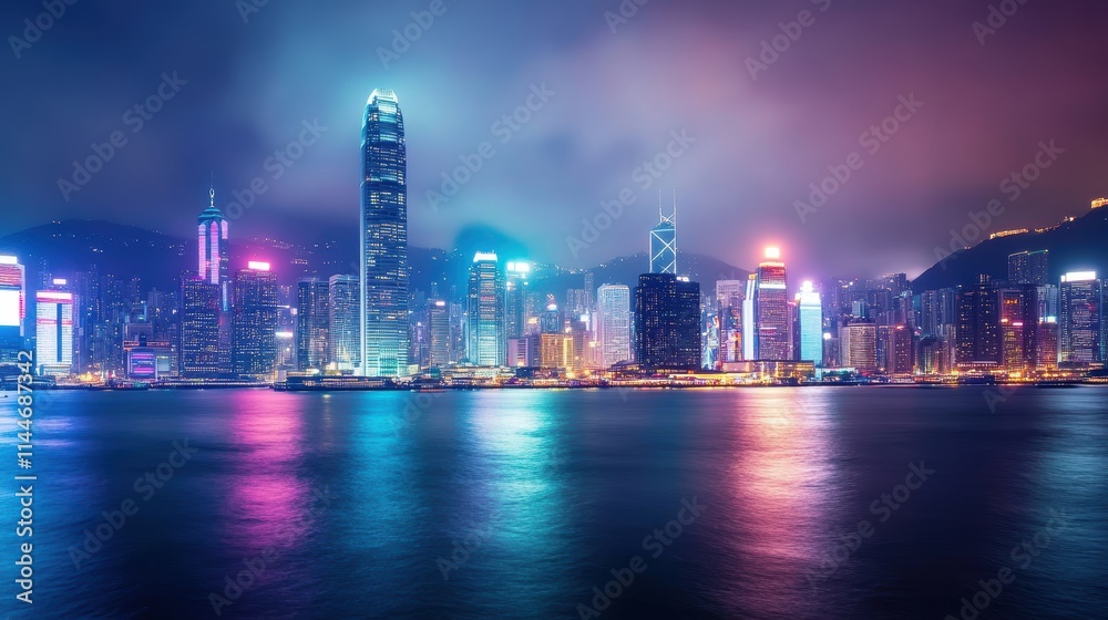 Vibrant nightlife illuminates a bustling city skyline urban environment high-fidelity gigapixel view Vibrant nightlife illuminates a bustling city skyline urban environment high-fidelity gigapixel view