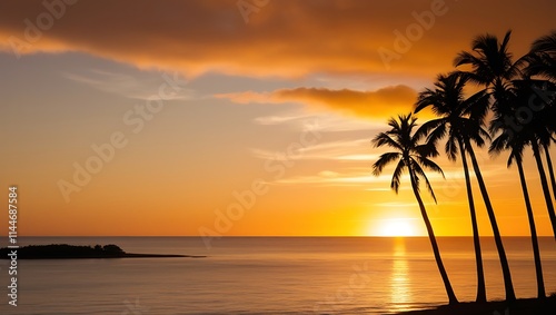 Fototapeta Naklejka Na Ścianę i Meble -  Beach tropical paradise white sand beach palm trees 4k background
