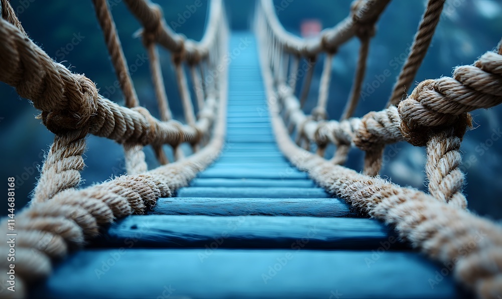 A series of ropes forming a bridge between two points A series of ropes forming a bridge between two points