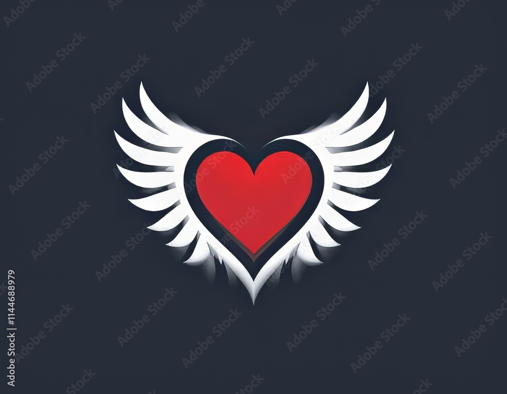 vector corazón rojo con alas