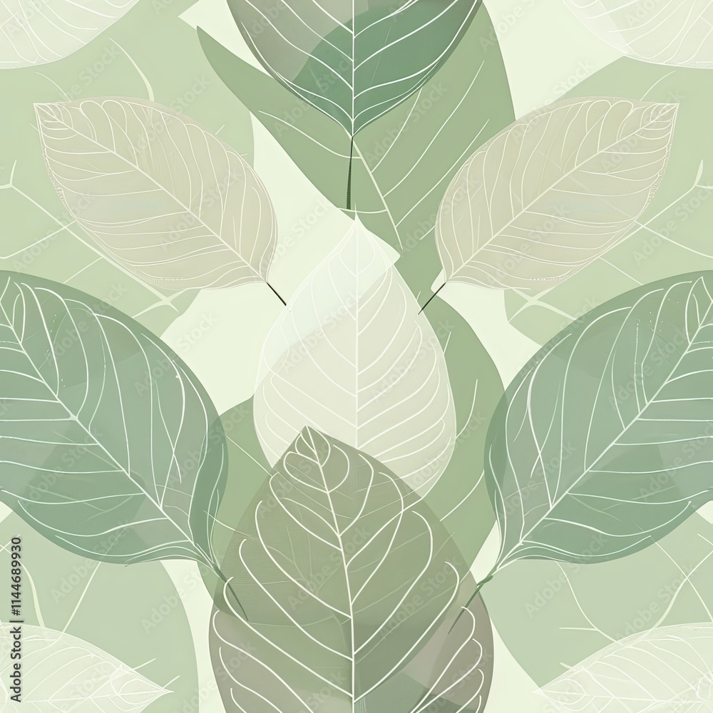 Obraz premium minimalistic leaf pattern in soft pastel tones adds a peaceful, nature inspired atmosphere, making it perfect for backgrounds in wellness or eco friendly designs.