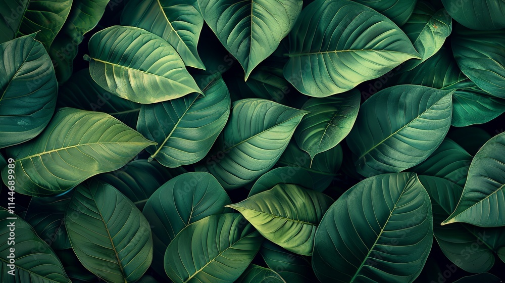 lush, dark green leaves, highlighting their vivid texture and natural beauty. The leaves overlap, creating a rich, tropical feel with vibrant contrast and a sense of depth. lush, dark green leaves, highlighting their vivid texture and natural beauty. The leaves overlap, creating a rich, tropical feel with vibrant contrast and a sense of depth.