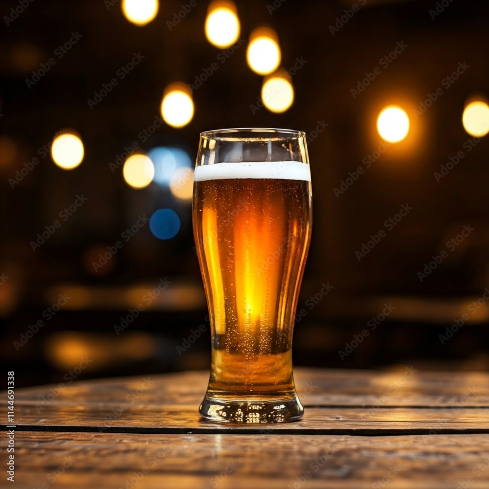 glass of beer on table glass of beer on table