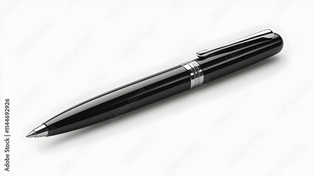 A black pen with a silver clip A black pen with a silver clip