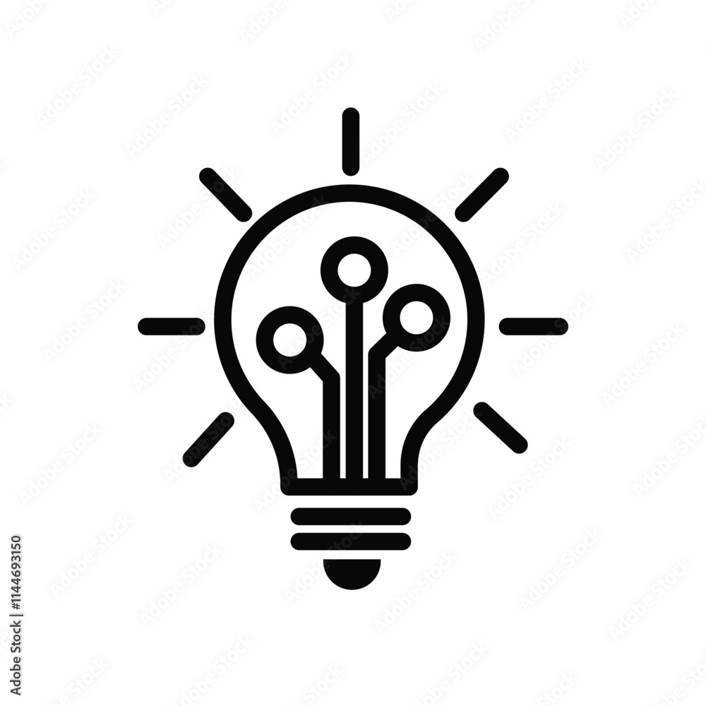 Light bulb and electronics. New electronic systems. Vector linear icon isolated on white background. Light bulb and electronics. New electronic systems. Vector linear icon isolated on white background.