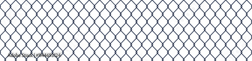 Seamless wire mesh pattern with metal grid and chain links. Steel texture design for fences, cages, and grates. Flat vector illustration isolated on white background.