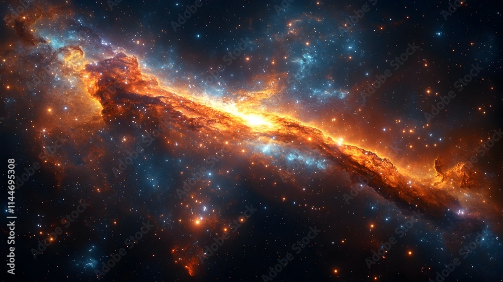 Fototapeta premium Captivating digital cosmos with a kaleidoscopic display of swirling galaxies pulsing nebulae and a profound sense of cosmic wonder Suitable for themes of space research