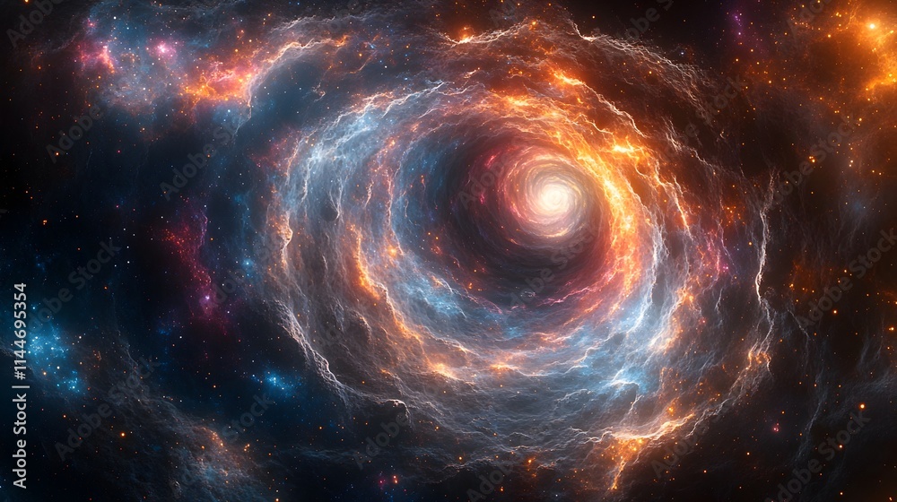 Fototapeta premium Captivating digital artwork depicting a kaleidoscopic cosmos filled with swirling galaxies pulsing nebulae and a sense of cosmic wonder