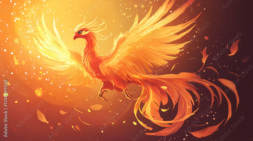 Obraz premium Illustration of a phoenix-like bird. Phoenixlike. Illustration