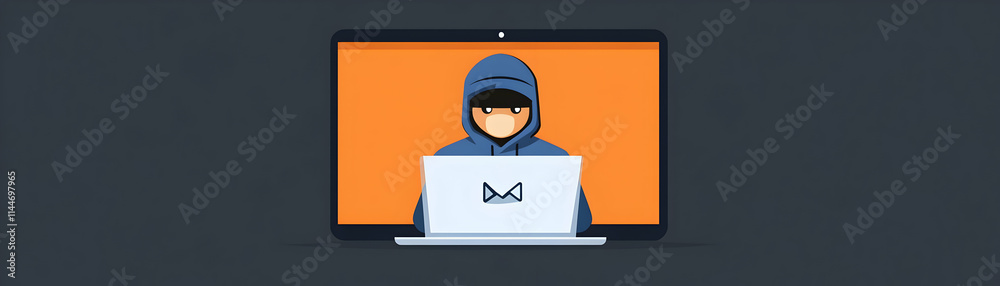 Cybersecurity Threat, Hacker uses a laptop to breach systems stealthily. Cybersecurity Threat, Hacker uses a laptop to breach systems stealthily.