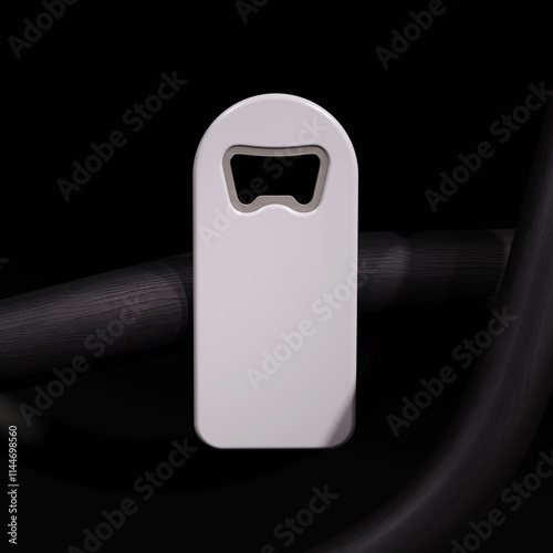 Branded plastic bottle opener mockup. 3D rendering