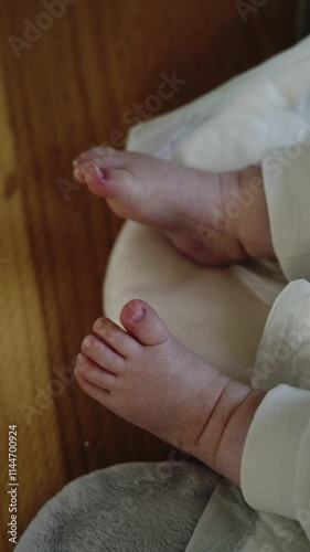 Children's feet in pajamas