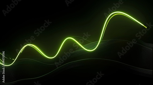 Vibrant stock market growth  a neon green line on a bold black background symbolizing success