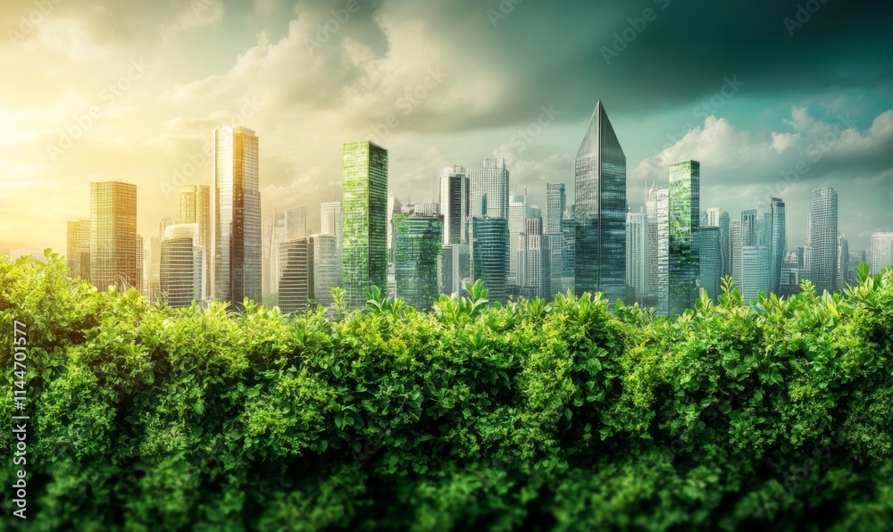 Obraz premium City dedicated to sustainable engineering and environmental responsibility. Urban development, implementing innovative green engineering projects