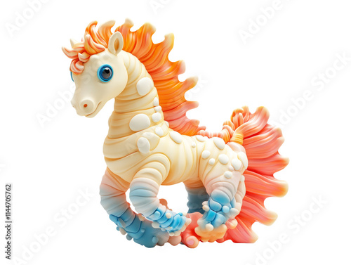 Colorful Sea Horse Toy Isolated on Transparent Background photo