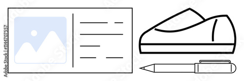 ID badge beside a closed stapler and pen, emphasizing identification and office essentials. Ideal for presentations, office setups, professional identity, admin tasks, supply management, business