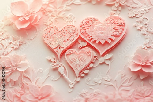 Intricate heart-shaped design with delicate floral patterns and pastel hues