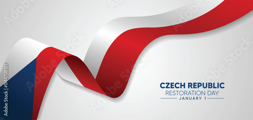 Czech republic restoration day January 1 flag ribbon vector poster