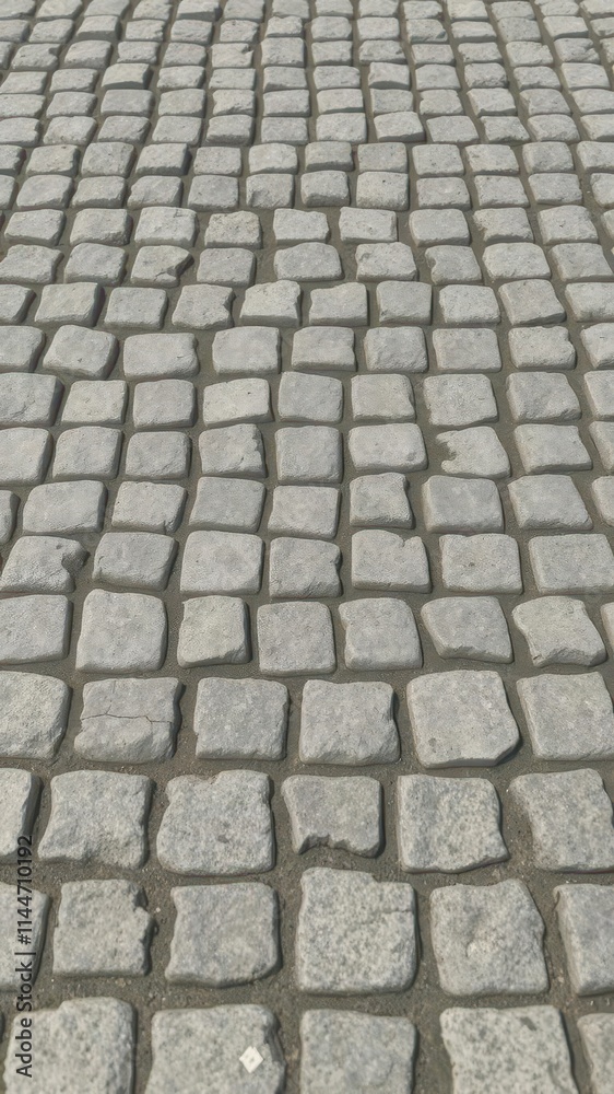 Irregular grey cobblestones forming a textured pavement, rock, city, surface Irregular grey cobblestones forming a textured pavement, rock, city, surface
