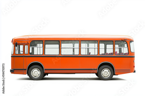 Selective focus shuttle bus isolated on white background, Public transport bus on white.