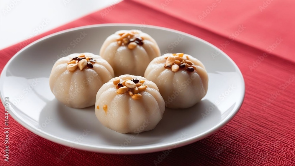 Four delicious sesame glutinous rice cakes with peanut toppings Four delicious sesame glutinous rice cakes with peanut toppings