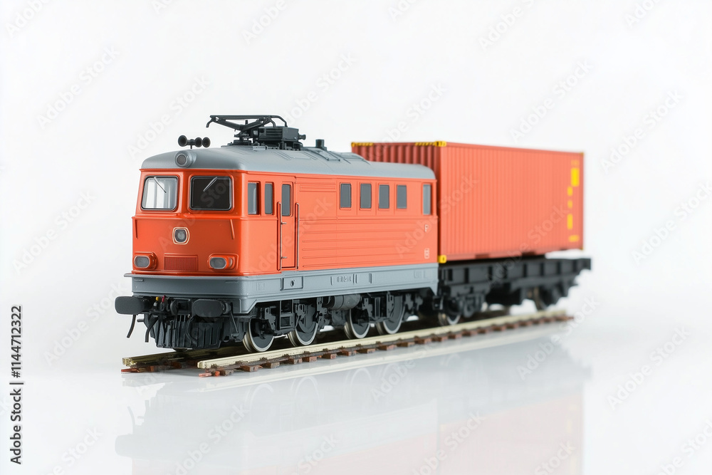 Selective focus cargo train with container box isolated on white background, Logistics train for import and export product, Land transportation. Selective focus cargo train with container box isolated on white background, Logistics train for import and export product, Land transportation.
