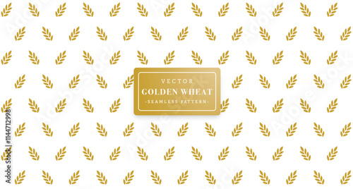 Golden wheat pattern background, Vector illustration.
