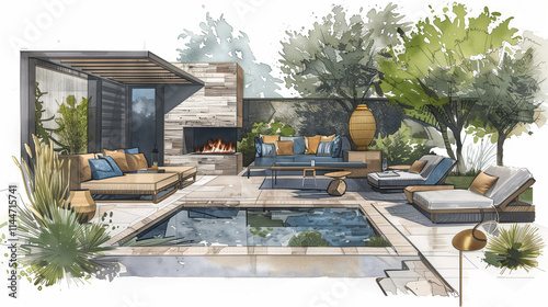 sketch design garden in the house