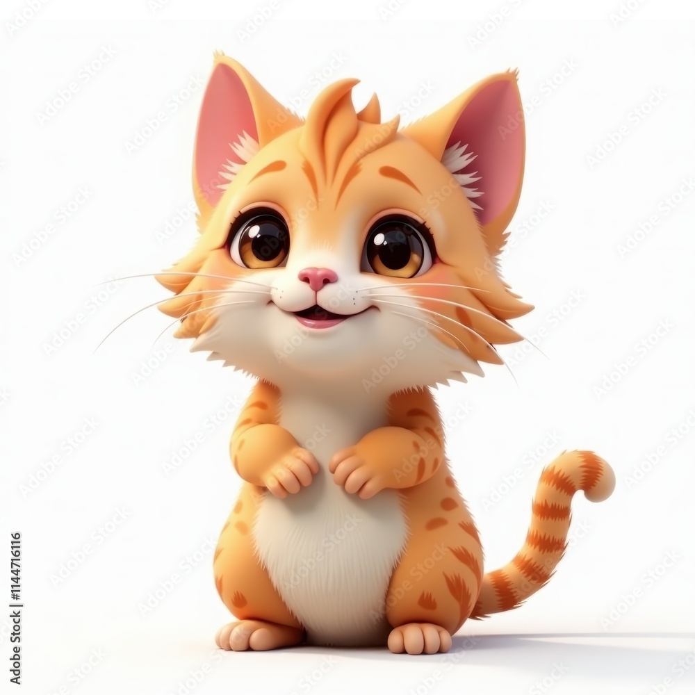 Adorable 3D Cartoon Kitten, isolated on white background Adorable 3D Cartoon Kitten, isolated on white background