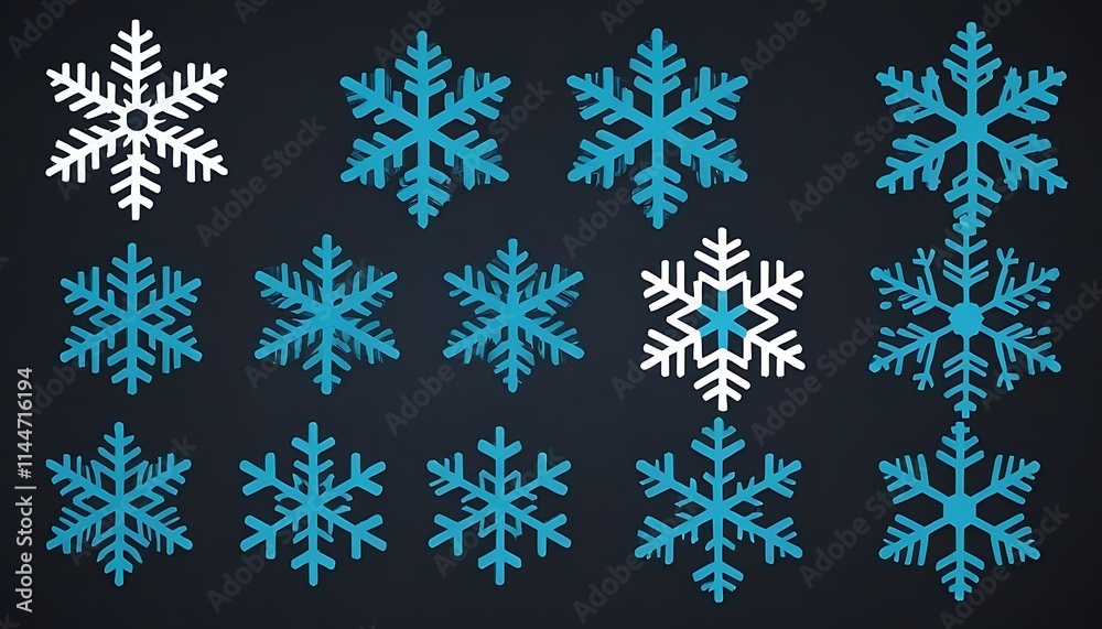 Set of Frosty snowflakes with ice blue gradient on an isolated white background.photography, color image, snow, snowflake shape 6 Set of Frosty snowflakes with ice blue gradient on an isolated white background.photography, color image, snow, snowflake shape 6