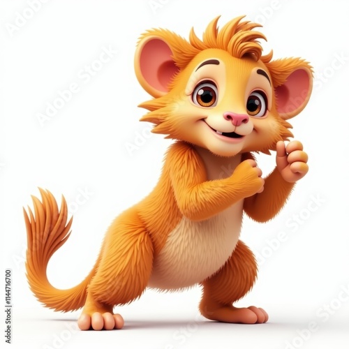 Cute Cartoon Lion Cub Giving a Thumbs Up, isolated on white background