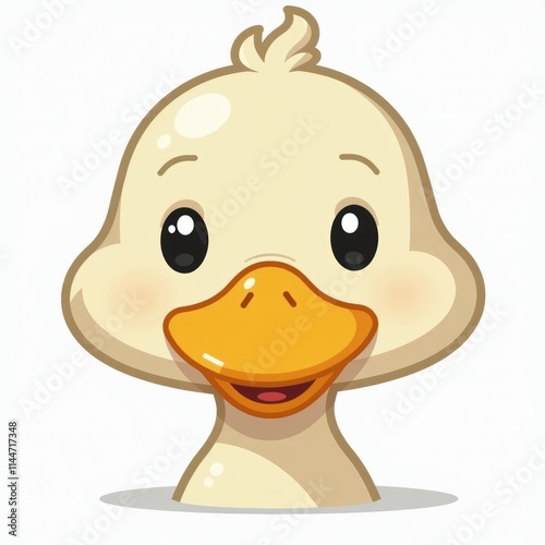 Cute Cartoon Duckling Face, isolated on white background photo