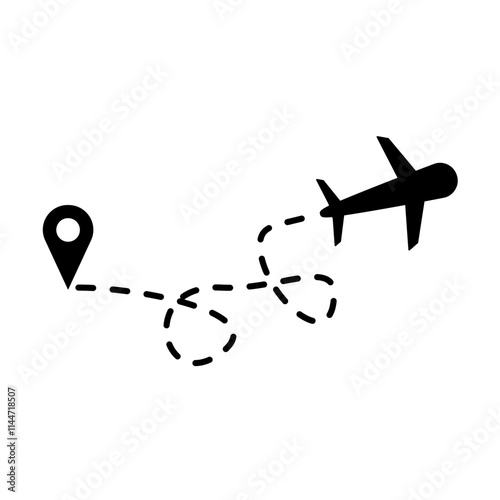 airplane route icon, simple flat style, illustration, logo sign symbol pictogram template, for ui or ux isolated on white for mobile app, editable