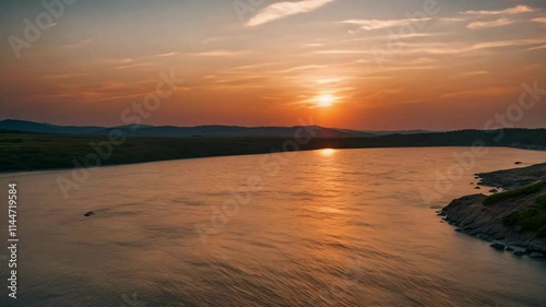 sunset over the river