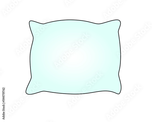 Pillow. White rectangular pillow - linear vector illustration with gradient.	