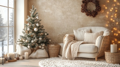 Cozy holiday living room with Christmas decor