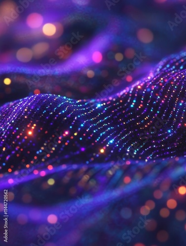 Luminous Abstract Waveform - Abstract, vibrant, glowing, dynamic, energy.  Symbolizes technology, innovation, data flow, cosmic energy, and digital art.