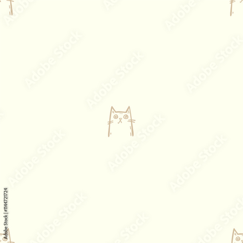 Seamless vector pattern with cute draw cats. Simple doodle style	
