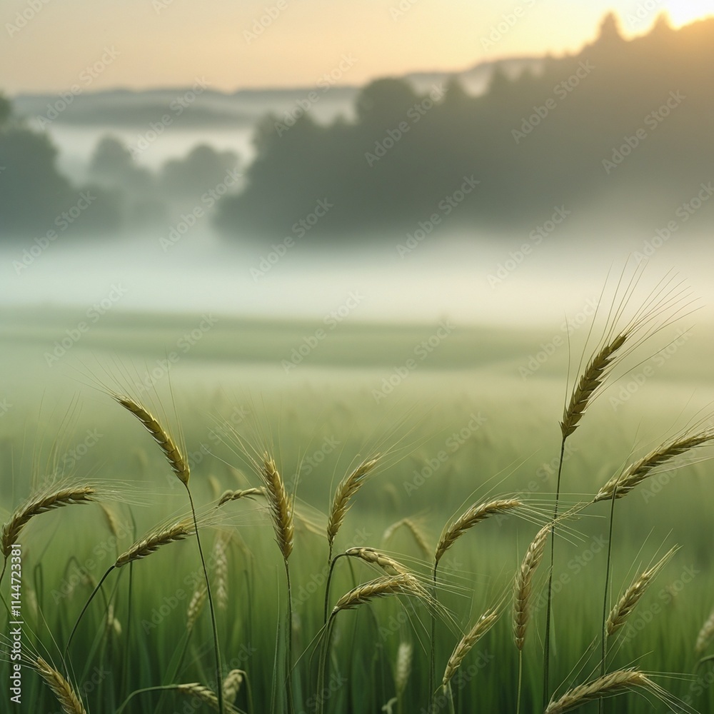 Naklejka premium wheat field in the morning