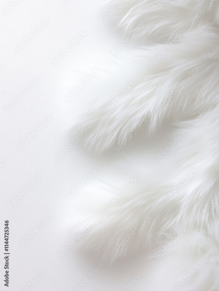 Obraz premium Minimalist White Fur Texture with Heart Imprints - Soft, white fur texture with subtle heart shapes, symbolizing love, purity, gentleness, peace, and serenity. Perfect for backgrounds or design elemen