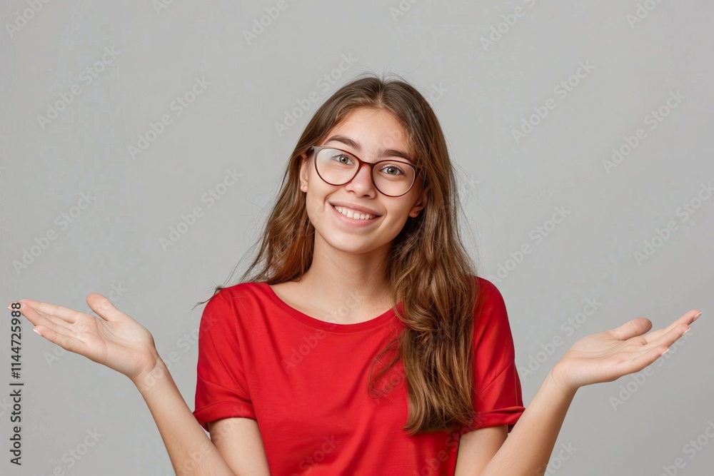 Cheerful girl posing with copy space for advertising. Cheerful girl posing with copy space for advertising.